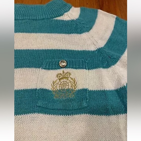 Picket and Post Teal And White Stripe Top Size Medium - Picture 2 of 7